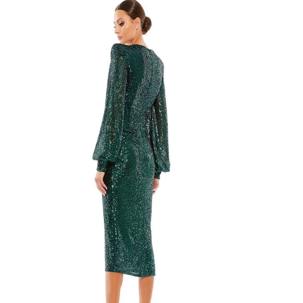 MAC DUGGAL Sequined Structured Bishop Sleeve Midi Dress - Picture 2 of 6